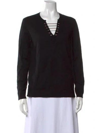 Pre-owned The Kooples Wool V-neck Sweater In Black