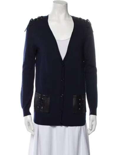 Pre-owned The Kooples Wool V-neck Sweater In Blue