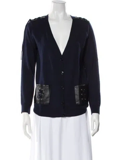 Pre-owned The Kooples Wool V-neck Sweater In Blue