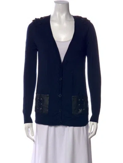 Pre-owned The Kooples Wool V-neck Sweater In Blue