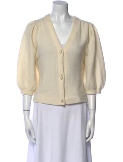 Pre-owned The Kooples Wool V-neck Sweater In Neutral