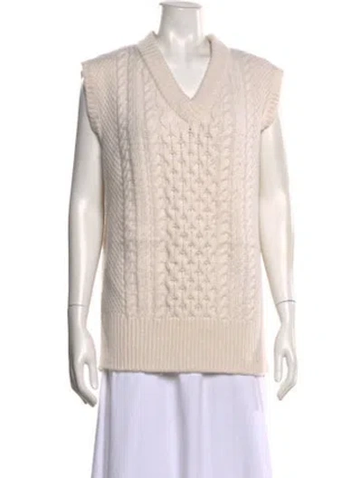 Pre-owned The Kooples Wool V-neck Sweater In Neutral