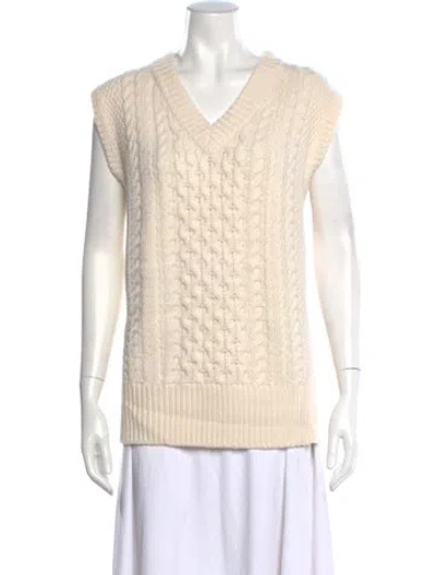 Pre-owned The Kooples Wool V-neck Sweater In Neutral