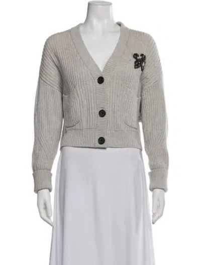 Pre-owned The Kooples Wool V-neck Sweater In White