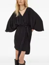 The Kooples Wrap-effect Wide-sleeve Dress In Black