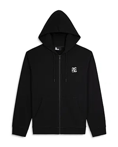 The Kooples Zip Front Graphic Hoodie In Black