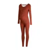 The Koozy Brown Maternity Palma Long Sleeve One-piece In Red Soil