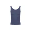 The Koozy Women's Jasmin Square Neck Vest In Pima Cotton In Nightshadow Blue In Blue