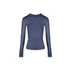 The Koozy Women's Montebello Long Sleeve Top In Pima Cotton In Nightshadow Blue In Blue
