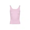 The Koozy Women's Pink Jasmin Square Neck Vest In Pima Cotton In Morning Rose In Pink