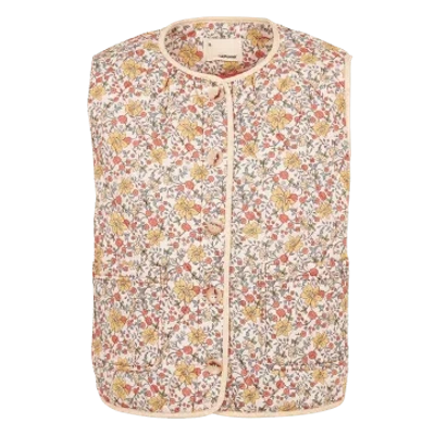 The Korner Beige Printed Cotton Padded Waistcoat In Neturals