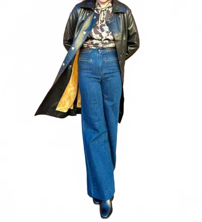 The Korner Faux Leather Trench Coat In Black In Multi