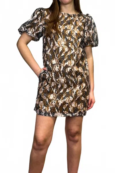 The Korner Lace Floral Puff Sleeve Mini Dress In Multi