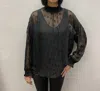 The Korner Polka Dot Sheer Blouse In Black In Black