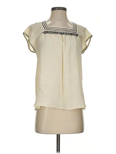 Pre-owned The Korner Short Sleeve Silk Top Ivory Cowl Neck Tops