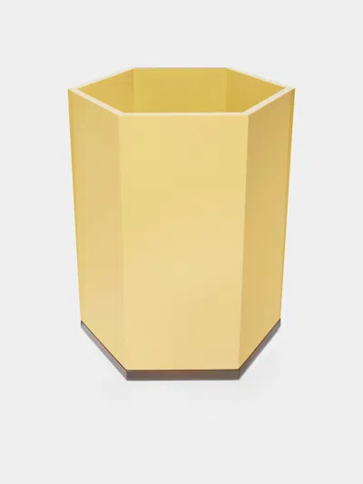 The Lacquer Company Lacquered Hexagonal Bin  Abask Luxury Gift In Yellow
