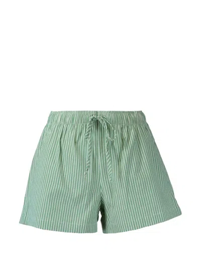 The Lady And The Sailor Striped Shorts In Green