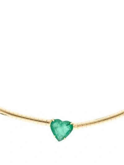 Pre-owned The Last Line 14k 2.65ct Emerald Heart Pendant Necklace, 16.5" In Multi