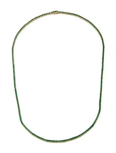 Pre-owned The Last Line 14k 5.97ctw Emerald Tennis Necklace, 17.5" In Multi