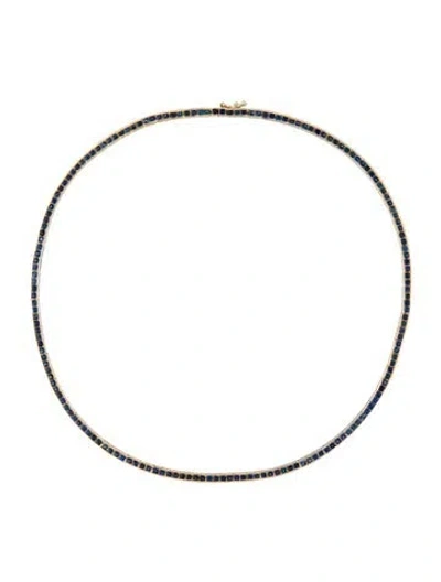 Pre-owned The Last Line 14k 6.30ctw Sapphire Channel Set Necklace, 15" In Multi