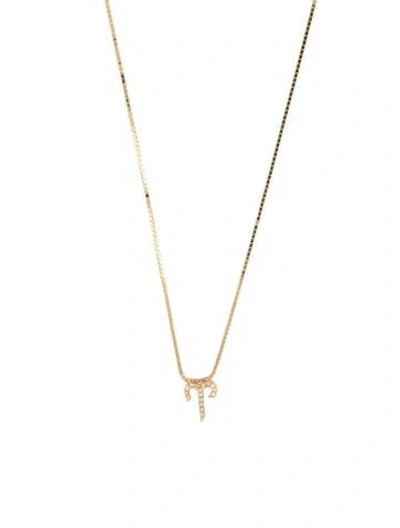 Pre-owned The Last Line 14k Diamond Aries Zodiac Pendant Necklace, 16" In Multi