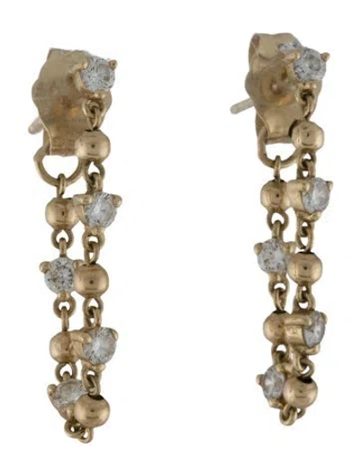 Pre-owned The Last Line 14k Diamond Chain Connected Stud Earrings In Multi