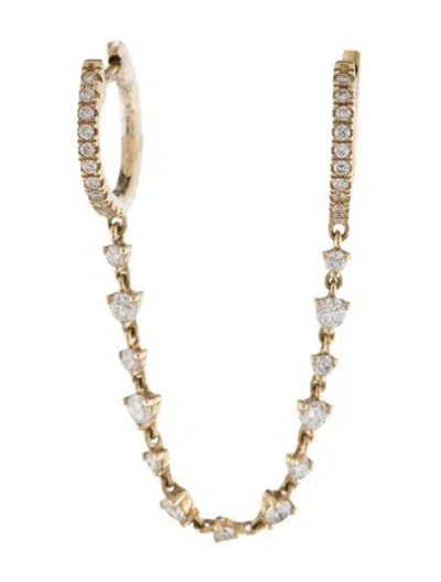 Pre-owned The Last Line 14k Diamond Connected Huggies With Tennis Chain Earring In Multi
