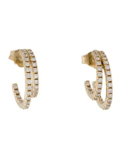 Pre-owned The Last Line 14k Diamond Double Pavé Hoop Earrings In Multi