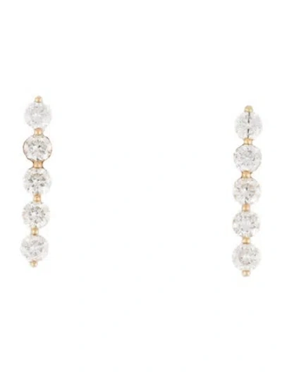 Pre-owned The Last Line 14k Diamond Line Studs In Multi