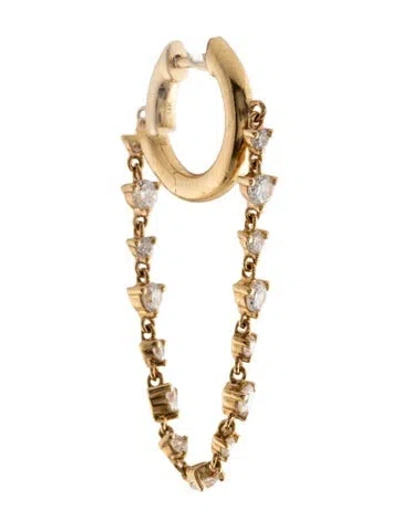 Pre-owned The Last Line 14k Diamond Tennis Chain Single Huggie Hoop Earring In Multicolor