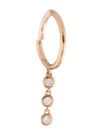 Pre-owned The Last Line 14k Diamond Triple Drop Seamless Hoop In Multicolor
