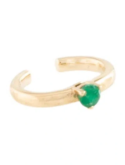 Pre-owned The Last Line 14k Emerald Single Ear Cuff In Multicolor