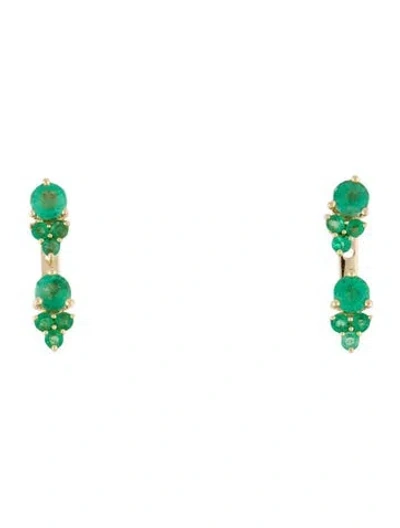 Pre-owned The Last Line 14k Emerald Stud Earrings W/enhancers In Multi