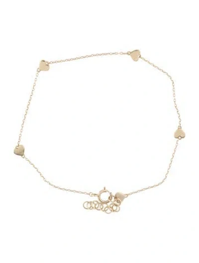 Pre-owned The Last Line 14k Heart Station Link Bracelet, 7.75" In Multi