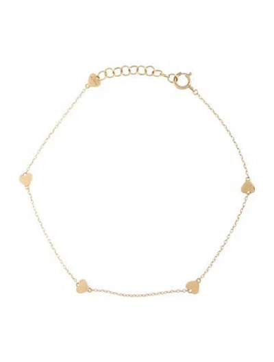 Pre-owned The Last Line 14k Heart Station Link Bracelet, 8.5", 8.5" In Multicolor