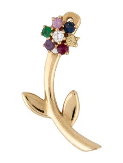 Pre-owned The Last Line 14k Multistone Flower Jacket Single Earring In Multicolor