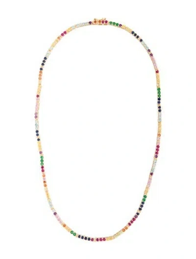 Pre-owned The Last Line 14k Multistone Rainbow Perfect Eternity Collar Necklace, 15"