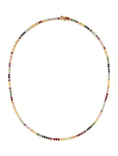 Pre-owned The Last Line 14k Multistone Rainbow Perfect Eternity Collar Necklace, 15"