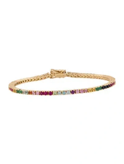 Pre-owned The Last Line 14k Multistone Rainbow The Perfect Tennis Bracelet, 6.5"