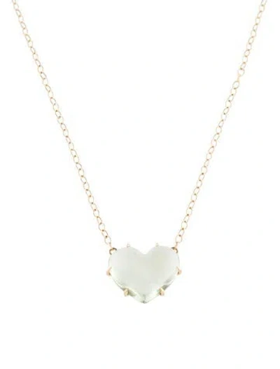 Pre-owned The Last Line 14k Prasiolite Juicy Heart Pendant Necklace, 17.5" In Multi
