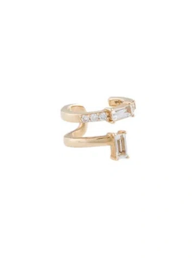 Pre-owned The Last Line 14k Quartz & Diamond Single Ear Cuff In Multi