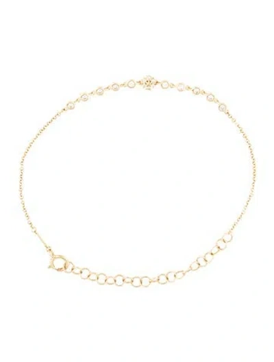 Pre-owned The Last Line 14k Sapphire & Diamond Flower Link Bracelet, 7.5" In Multicolor