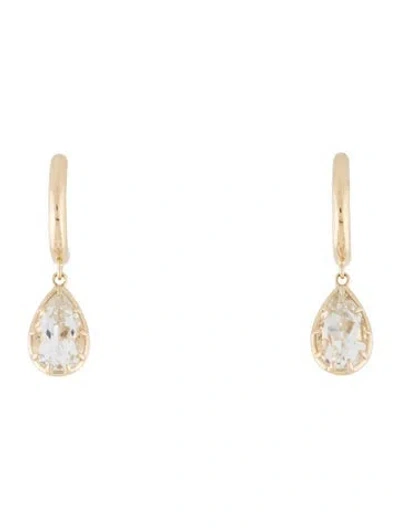 Pre-owned The Last Line 14k Topaz Bubble Teardrop Slim Hoop Earrings In Multi