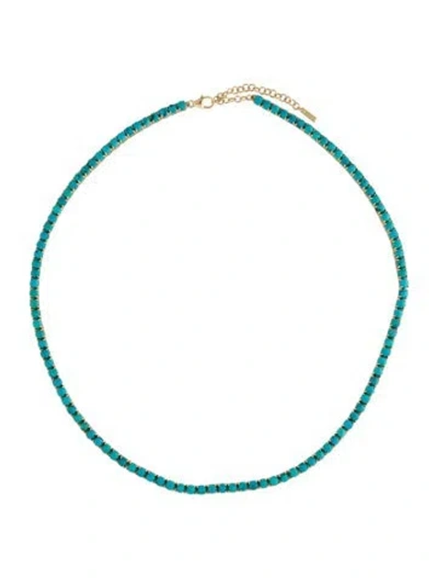 Pre-owned The Last Line The Perfect Turquoise Tennis Necklace, 18" In Multi