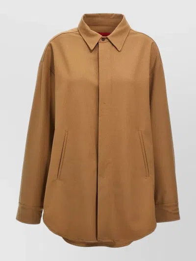 The Latest Andrea Longline Shirt Buttoned Cuffs Collar In Brown