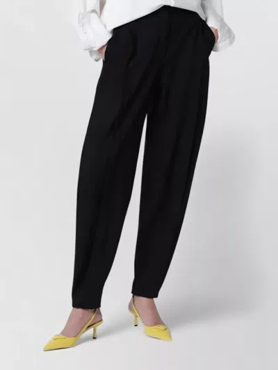The Latest Ankle Length Pants Button Detail Pleated In Black