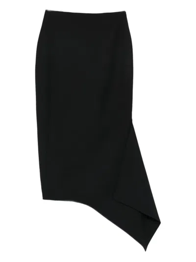 The Latest Asymmetric-hem Midi Skirt In Black