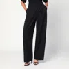 The Latest Thelatest Wide-leg Black Wool Blend Trousers In Black