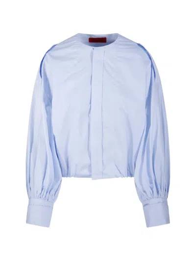 The Latest Balloon-sleeve Shirt In Blue