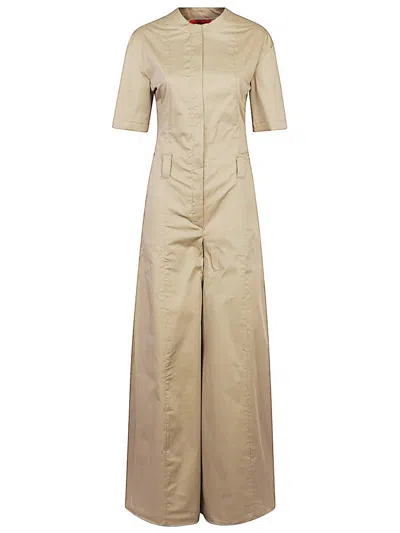 The Latest Bianca Cotton Long Jumpsuit In Beige